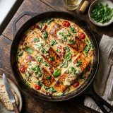 Creamy Garlic Butter Tuscan Salmon, One Skillet